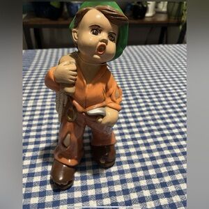Vintage Figurine with  hobo Green Hat